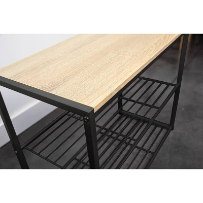 3 Tier Shoe Rack Black Metal With Natural Wood - Brightroom™ 12 3 Tier Shoe Rack Black Metal With Natural Wood - Brightroom™ - Image 10