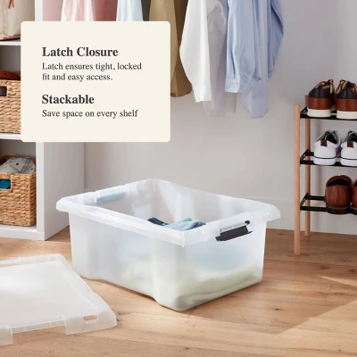 Medium Frosted Latching Storage Box - Brightroom™: Stackable Polypropylene Tote With Lid, 48L Capacity 5 Medium Frosted Latching Storage Box - Brightroom™: Stackable Polypropylene Tote With Lid, 48L Capacity - Image 3