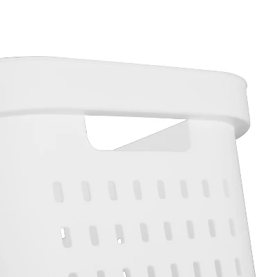 1.5bu Rectangle Modern Laundry Basket - Brightroom™: White Plastic Clothes Basket With Built-In Handles, Medium Size 8 1.5bu Rectangle Modern Laundry Basket - Brightroom™: White Plastic Clothes Basket With Built-In Handles, Medium Size - Image 6
