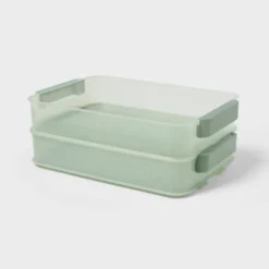 Click In Place 6.7qt Shallow Plastic Storage Bin For Home And Office Organization Green Tint - Brightroom™ 7 Click In Place 6.7qt Shallow Plastic Storage Bin For Home And Office Organization Green Tint - Brightroom™ -Brightroom GUEST 0caad6ca 5578 45f1 91e5 d6f474204774