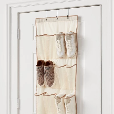 15 Pocket Over-the-Door Hanging Shoe Storage Tan - Brightroom™ 4 15 Pocket Over-the-Door Hanging Shoe Storage Tan - Brightroom™ - Image 2
