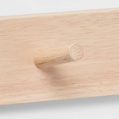 Wood 4 Hooks Rail Natural - Brightroom™ 4 Wood 4 Hooks Rail Natural - Brightroom™ - Image 2