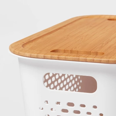 Narrow Bamboo Lid With Cutout Handles - Brightroom™: Decorative Storage Bin, Brown, No Assembly, 12.2" Height 4 Narrow Bamboo Lid With Cutout Handles - Brightroom™: Decorative Storage Bin, Brown, No Assembly, 12.2" Height - Image 2