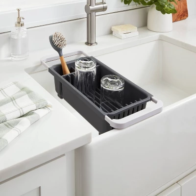 Over The Sink Dish Drainer Gray - Brightroom™: Freestanding Dish Drying Rack & Sponge Holder, Polypropylene, Hand Wash 3 Over The Sink Dish Drainer Gray - Brightroom™: Freestanding Dish Drying Rack & Sponge Holder, Polypropylene, Hand Wash