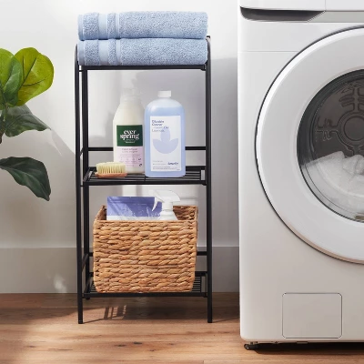 Folding 3 Shelves Black - Brightroom™ 3 Folding 3 Shelves Black - Brightroom™