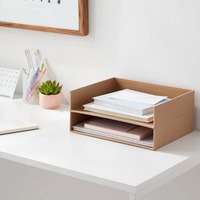 Canvas Paper Tray Little Brown - Brightroom™: Desk & Office Organization Set, Letter Tray, Polyester Canvas, 3 Canvas Paper Tray Little Brown - Brightroom™: Desk & Office Organization Set, Letter Tray, Polyester Canvas,