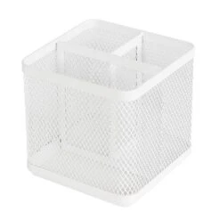 Mesh Pencil Holder White - Brightroomâ„¢: Steel Desk Organizer, Pen Holder, Pencil Cup, 3.98" Height, Width & Depth