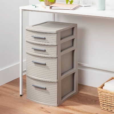 4 Drawer Weave Tower Dark Gray - Brightroom™: Plastic Storage Organizer, Portable Utility Drawers, Universal Storage 3 4 Drawer Weave Tower Dark Gray - Brightroom™: Plastic Storage Organizer, Portable Utility Drawers, Universal Storage