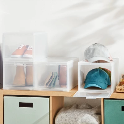 Stackable Small Bin Front Opening Clear - Brightroom™: Transparent Utility Storage, Stackable, BPA-Free, 12 Volume Capacity 3 Stackable Small Bin Front Opening Clear - Brightroom™: Transparent Utility Storage, Stackable, BPA-Free, 12 Volume Capacity