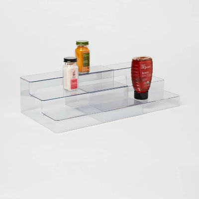 Plastic 3-Tier Expandable Shelf Clear - Brightroom™: Kitchen & Pantry Organizer, Polyethylene, Spot Clean, 13.5" Width 4 Plastic 3-Tier Expandable Shelf Clear - Brightroom™: Kitchen & Pantry Organizer, Polyethylene, Spot Clean, 13.5" Width - Image 2