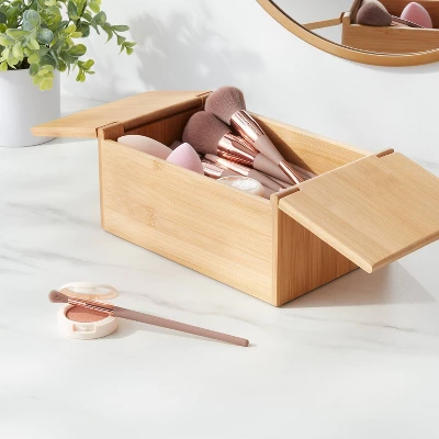 6" X 9" X 4" Rectangular Hinge Lid Bamboo Countertop Organizer - Brightroom™ 3 6" X 9" X 4" Rectangular Hinge Lid Bamboo Countertop Organizer - Brightroom™