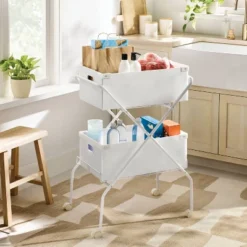 2 Tier Collapsible Cart With Bins - Brightroomâ„¢