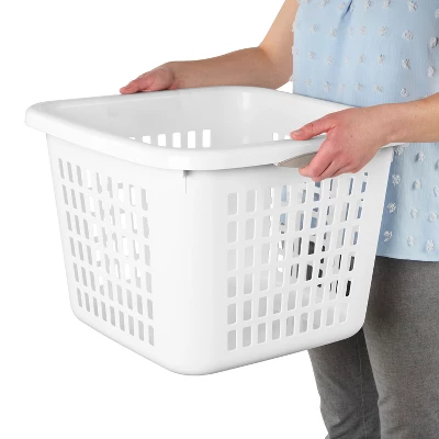 1.5bu Plastic Square Laundry Basket - Brightroom™: Medium White Clothes Hamper With Built-In Handles, Portable Storage 7 1.5bu Plastic Square Laundry Basket - Brightroom™: Medium White Clothes Hamper With Built-In Handles, Portable Storage - Image 5