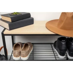 3 Tier Shoe Rack Black Metal With Natural Wood - Brightroom™ 19 3 Tier Shoe Rack Black Metal With Natural Wood - Brightroom™ -Brightroom GUEST 25c02cd7 83d7 43ab b1c5 e81b1f1b8427