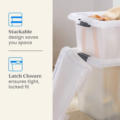 Medium Frosted Latching Storage Box - Brightroom™: Stackable Polypropylene Tote With Lid, 48L Capacity 6 Medium Frosted Latching Storage Box - Brightroom™: Stackable Polypropylene Tote With Lid, 48L Capacity - Image 4