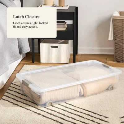 60qt Latching Clear Storage Box With Gray Latches - Brightroom™ 5 60qt Latching Clear Storage Box With Gray Latches - Brightroom™ - Image 3