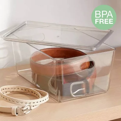 4L Stacking Clear Bin With Lid - Brightroom™: PET, Lidded, Stackable, Universal Storage, 10.15"x6.81"x4.52" 5 4L Stacking Clear Bin With Lid - Brightroom™: PET, Lidded, Stackable, Universal Storage, 10.15"x6.81"x4.52" - Image 3