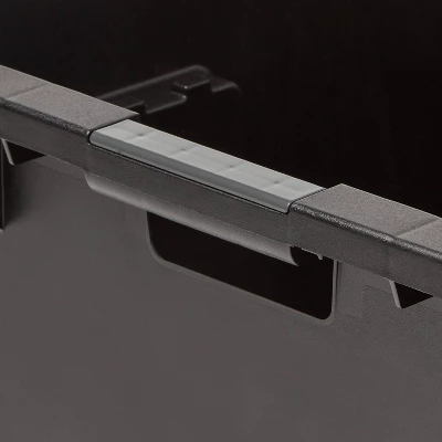 Medium Stackable Storage Bin - Brightroom™: Black Polypropylene Utility, 9.25 Volume, 22.79x15.98x8.39, Universal Storage 4 Medium Stackable Storage Bin - Brightroom™: Black Polypropylene Utility, 9.25 Volume, 22.79x15.98x8.39, Universal Storage - Image 2