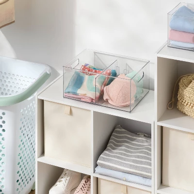All Purpose Clear Storage Bin With Adjustable Divider Large - Brightroom™ 3 All Purpose Clear Storage Bin With Adjustable Divider Large - Brightroom™