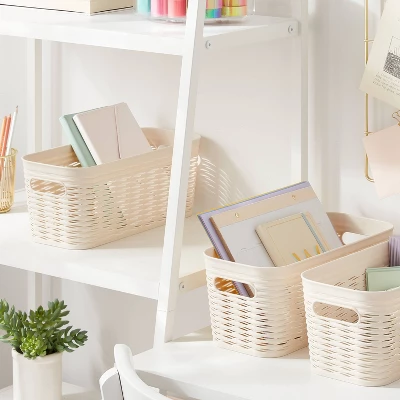 3pk Wave Half Medium Decorative Baskets Cream - Brightroom™ 3 3pk Wave Half Medium Decorative Baskets Cream - Brightroom™