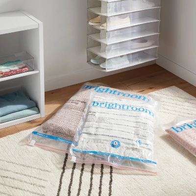 3pc Cube Compression Bags Set Clear - Brightroom™: Vacuum Seal Storage For Clothes & Bedding, Zipper Closure 3 3pc Cube Compression Bags Set Clear - Brightroom™: Vacuum Seal Storage For Clothes & Bedding, Zipper Closure