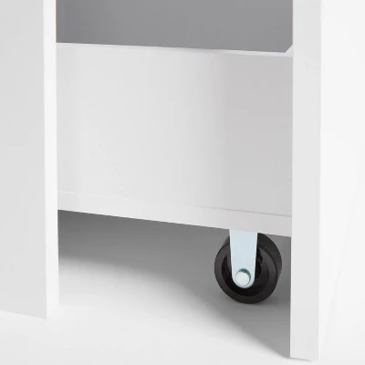 Narrow Storage Cabinet With Pull Out Cart White - Brightroom™: Utility Cart, Rolling Casters, Particle Board, 45" Height 4 Narrow Storage Cabinet With Pull Out Cart White - Brightroom™: Utility Cart, Rolling Casters, Particle Board, 45" Height - Image 2