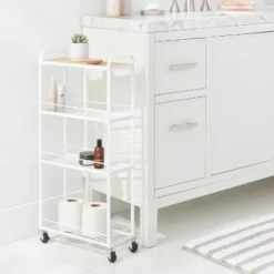 Skinny Storage Cart Matte White - Brightroomâ„¢: Iron Utility Cart, No Assembly, Narrow Profile