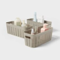 3pk Wave Half Medium Decorative Basket Gray - Brightroom™ 7 3pk Wave Half Medium Decorative Basket Gray - Brightroom™ -Brightroom GUEST 3a36570f 5fbc 4bdd bd76 74e2f890a24a