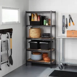36"x72"x18" 5 Tier Heavy Duty Boltless Steel Shelving Unit - Brightroomâ„¢: Universal Storage, Garage Shelves, Black