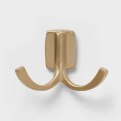 Modern Octopus Double Hook Gold - Brightroom™: Cast Aluminum Towel Hook, Gold Plated Decorative Bathroom Accessory -Brightroom GUEST 3e4e2c74 3f10 4bb4 8666 8a25d6549499