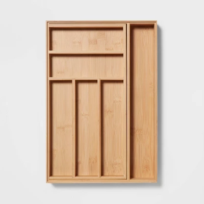 Natural 7 Compartment Drawer Organizer Brown - Brightroom™: Expandable Kitchen Utensils & Silverware Storage 4 Natural 7 Compartment Drawer Organizer Brown - Brightroom™: Expandable Kitchen Utensils & Silverware Storage - Image 2