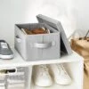 Fabric Shoe Bin With Lid Light Gray - Brightroom™: Square Storage With Handles, Fits 13" Cube System, No Assembly Required 1 Fabric Shoe Bin With Lid Light Gray - Brightroom™: Square Storage With Handles, Fits 13" Cube System, No Assembly Required -Brightroom GUEST 473b64ee 3c02 4df6 b83c c3eb966b4a33