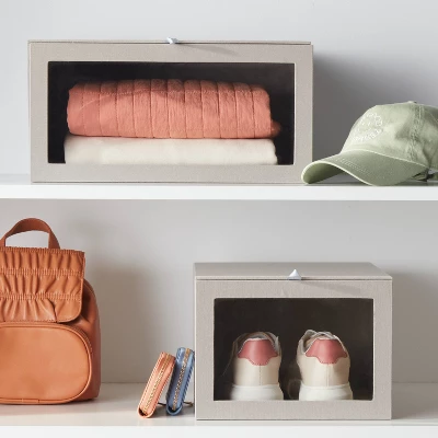 Hardside Fabric Front Open Bin Gray - Brightroom™ 3 Hardside Fabric Front Open Bin Gray - Brightroom™