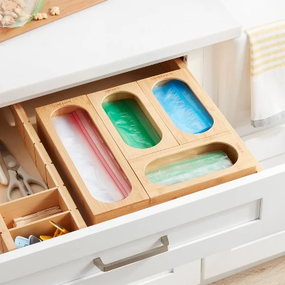 Natural Plastic Food Storage Bag Organizer Yellow - Brightroom™: Freestanding Bag Holder, Kitchen Dispenser, 12.75"x12.75" 3 Natural Plastic Food Storage Bag Organizer Yellow - Brightroom™: Freestanding Bag Holder, Kitchen Dispenser, 12.75"x12.75"