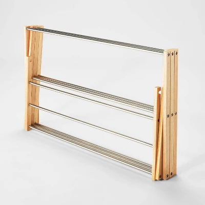 Rubber Wood And Stainless Steel Drying Rack - Brightroom™ 4 Rubber Wood And Stainless Steel Drying Rack - Brightroom™ - Image 2