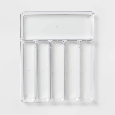 6 Compartment Plastic Drawer Flatware Organizer - Brightroom™: Clear In-Drawer Silverware Tray, Contemporary Style 4 6 Compartment Plastic Drawer Flatware Organizer - Brightroom™: Clear In-Drawer Silverware Tray, Contemporary Style - Image 2