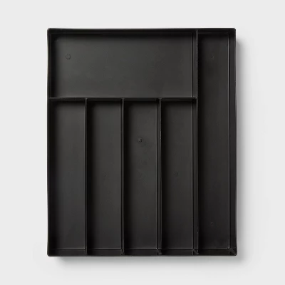 6 Compartment Plastic Drawer Flatware Organizer Black - Brightroom™: Silverware & Utensil Kitchen Drawer Tray 4 6 Compartment Plastic Drawer Flatware Organizer Black - Brightroom™: Silverware & Utensil Kitchen Drawer Tray - Image 2