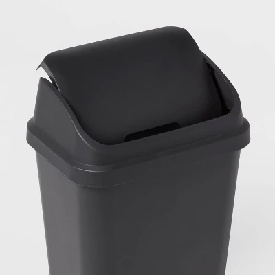 7.8gal Swing Top Waste Can Black - Brightroom™: Indoor Trash Bin With Lid, Textured Plastic, 21.375" Height 4 7.8gal Swing Top Waste Can Black - Brightroom™: Indoor Trash Bin With Lid, Textured Plastic, 21.375" Height - Image 2