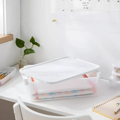Click In Place 10qt Clear Plastic Storage Bin With White Latch For Home And Office Organization - Brightroom™ 6 Click In Place 10qt Clear Plastic Storage Bin With White Latch For Home And Office Organization - Brightroom™ - Image 4