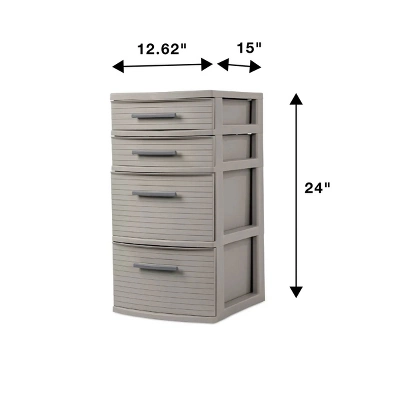 4 Drawer Weave Tower Dark Gray - Brightroom™: Plastic Storage Organizer, Portable Utility Drawers, Universal Storage 5 4 Drawer Weave Tower Dark Gray - Brightroom™: Plastic Storage Organizer, Portable Utility Drawers, Universal Storage - Image 3