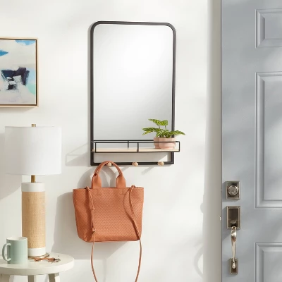 Metal Entryway Organizer With Mirror Large Natural - Brightroom™ 3 Metal Entryway Organizer With Mirror Large Natural - Brightroom™