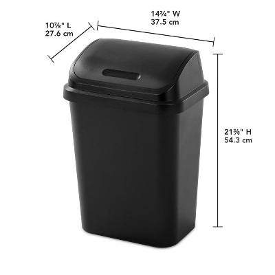 7.8gal Swing Top Waste Can Black - Brightroom™: Indoor Trash Bin With Lid, Textured Plastic, 21.375" Height 10 7.8gal Swing Top Waste Can Black - Brightroom™: Indoor Trash Bin With Lid, Textured Plastic, 21.375" Height - Image 8