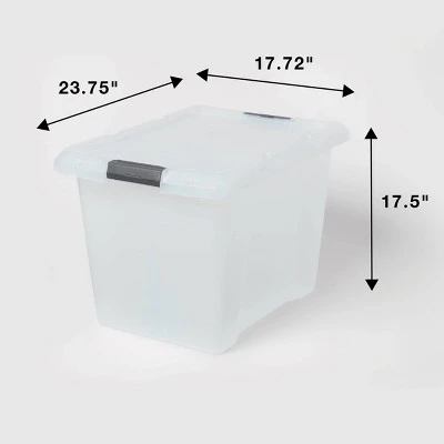 Large Frosted Latching Storage Box - Brightroom™: Stackable Clear Tote, 76L Capacity, Polypropylene, Universal Storage 6 Large Frosted Latching Storage Box - Brightroom™: Stackable Clear Tote, 76L Capacity, Polypropylene, Universal Storage - Image 4