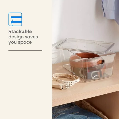 4L Stacking Clear Bin With Lid - Brightroom™: PET, Lidded, Stackable, Universal Storage, 10.15"x6.81"x4.52" 3 4L Stacking Clear Bin With Lid - Brightroom™: PET, Lidded, Stackable, Universal Storage, 10.15"x6.81"x4.52"