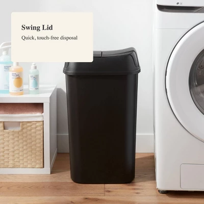 13.3gal Pivot Lid Waste Can Black - Brightroom™: Kitchen Trash Can, Swing Lid, 13 Gallon Capacity, Indoor Use 5 13.3gal Pivot Lid Waste Can Black - Brightroom™: Kitchen Trash Can, Swing Lid, 13 Gallon Capacity, Indoor Use - Image 3
