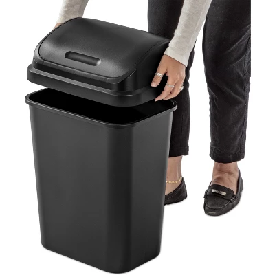7.8gal Swing Top Waste Can Black - Brightroom™: Indoor Trash Bin With Lid, Textured Plastic, 21.375" Height 7 7.8gal Swing Top Waste Can Black - Brightroom™: Indoor Trash Bin With Lid, Textured Plastic, 21.375" Height - Image 5