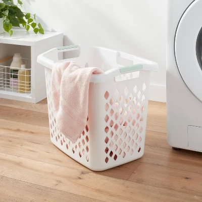 2.1bu Lamper White - Brightroom™: Plastic Clothes Hamper With Built-In Handles, Open-Top, 19.55 Volume Capacity 3 2.1bu Lamper White - Brightroom™: Plastic Clothes Hamper With Built-In Handles, Open-Top, 19.55 Volume Capacity