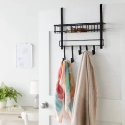Over The Door Multi Function - Basket And Hook Solid Metal Bottom - Brightroomâ„¢