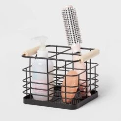 Divided Wire Caddy Basket With Wood Handle Black - Brightroom™ 5 Divided Wire Caddy Basket With Wood Handle Black - Brightroom™ -Brightroom GUEST 6bb23216 c1ab 42fd bed4 f88573ca2fc5