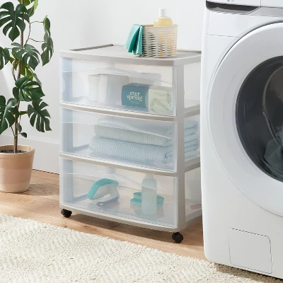 3 Drawer Wide Cart Spaceship Gray - Brightroom™ 3 3 Drawer Wide Cart Spaceship Gray - Brightroom™